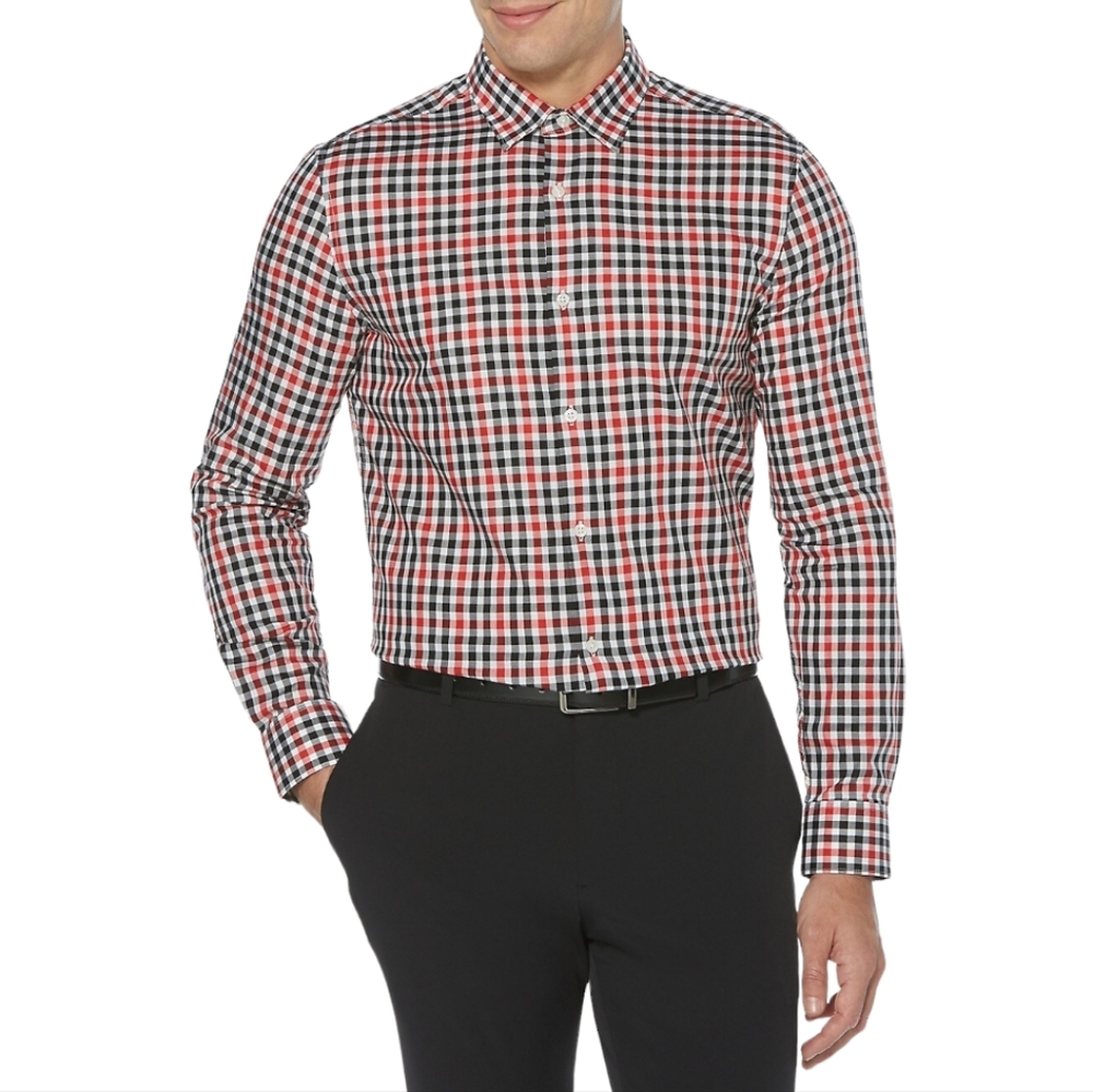 Perry Ellis Slim-Fit Multicoloured Check Shirt Size XXL